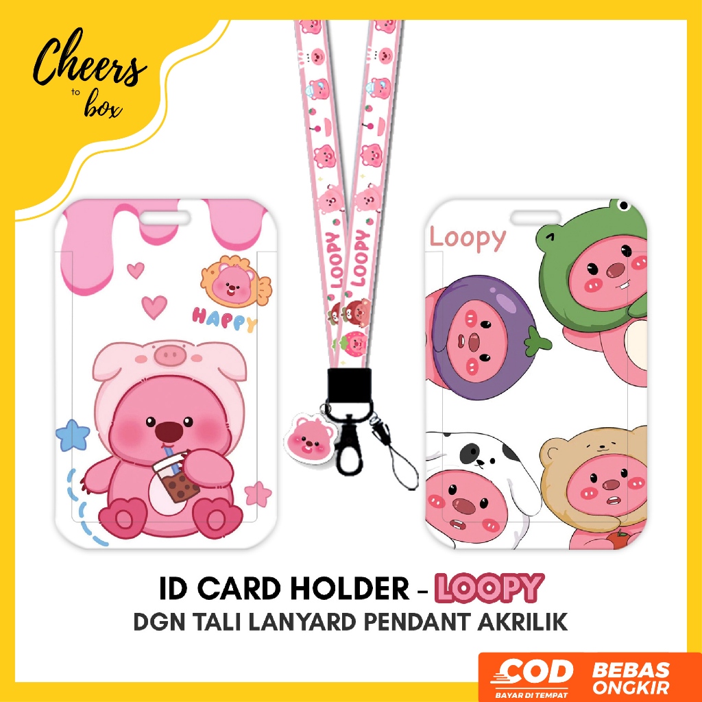 

[N003] PORORO LOOPY / Name Tag ID Card Holder Lupi dengan Tali Lanyard Pendant Akrilik