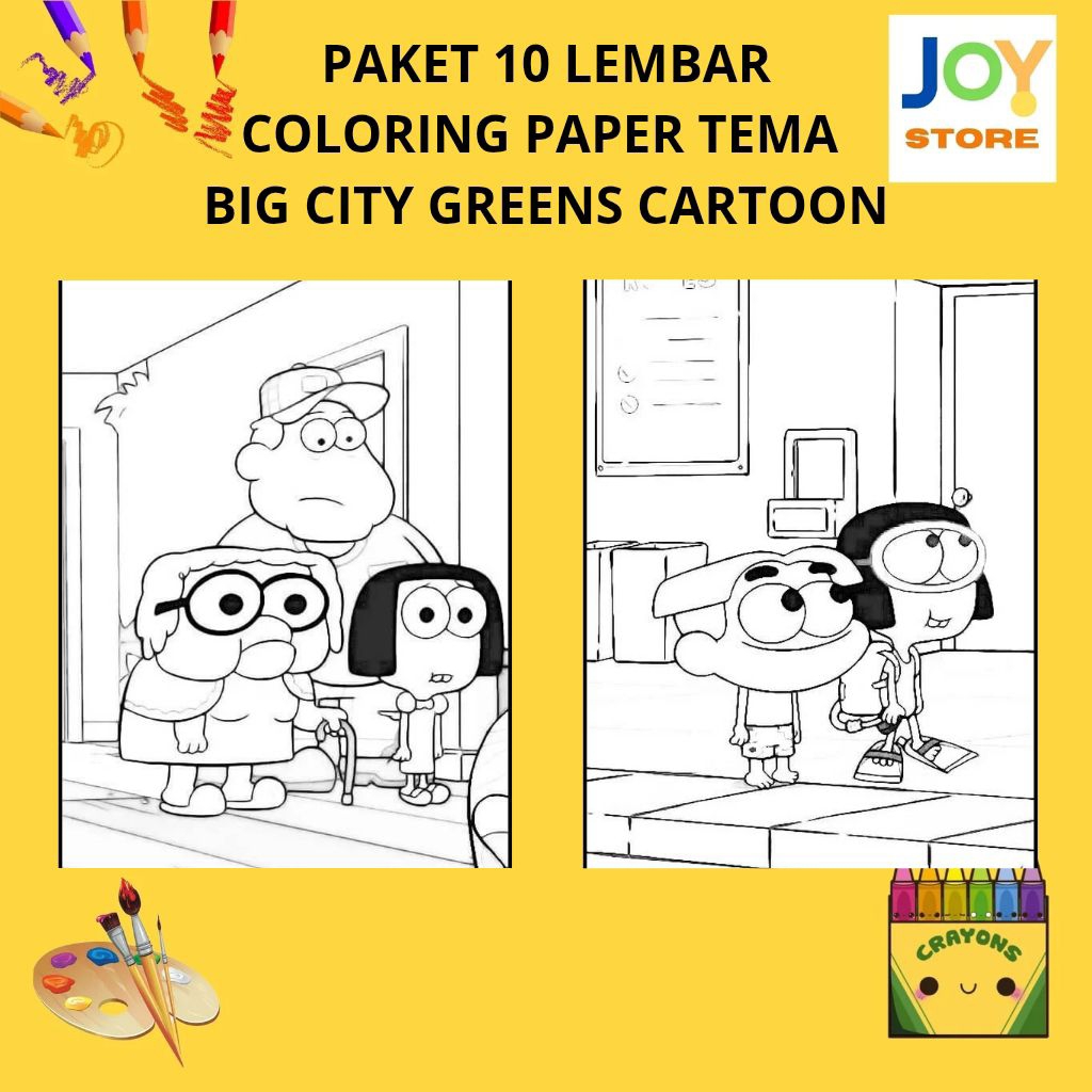 

PAKET 10 Lembar Kertas Gambar Mewarnai Tema Big City Greens Cartoon / Animasi Series Ukuran A4 150 gsm - Coloring Paper 118