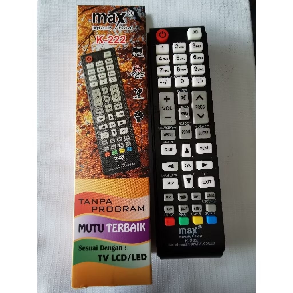 REMOTE TV UNIVERSAL Max 222 remot untuk segala merk LG SAMSUNG SHARP TOSHIBA POLYTRON SANYO HITACHI 