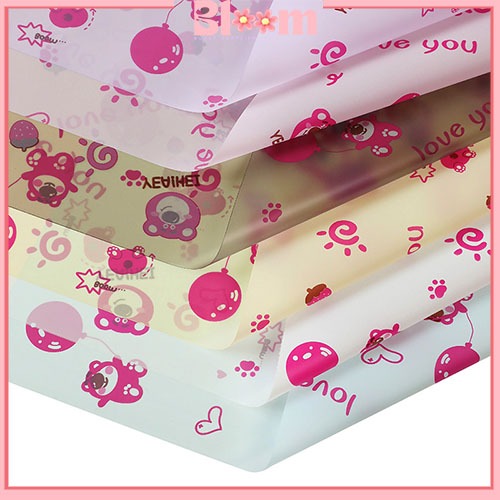 

Kertas buket bunga transparan motif lotso pink Flower wrapping KB84