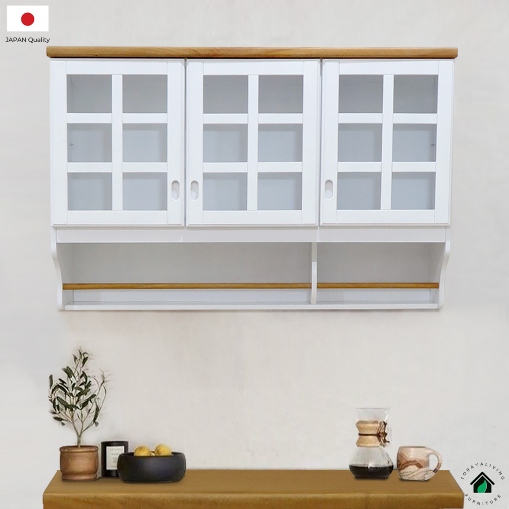 Toraya - Lumina Lemari Dapur Atas 3 Pintu Kaca : Lemari Dapur/ Kitchen Cabinet/ Lemari Gantung
