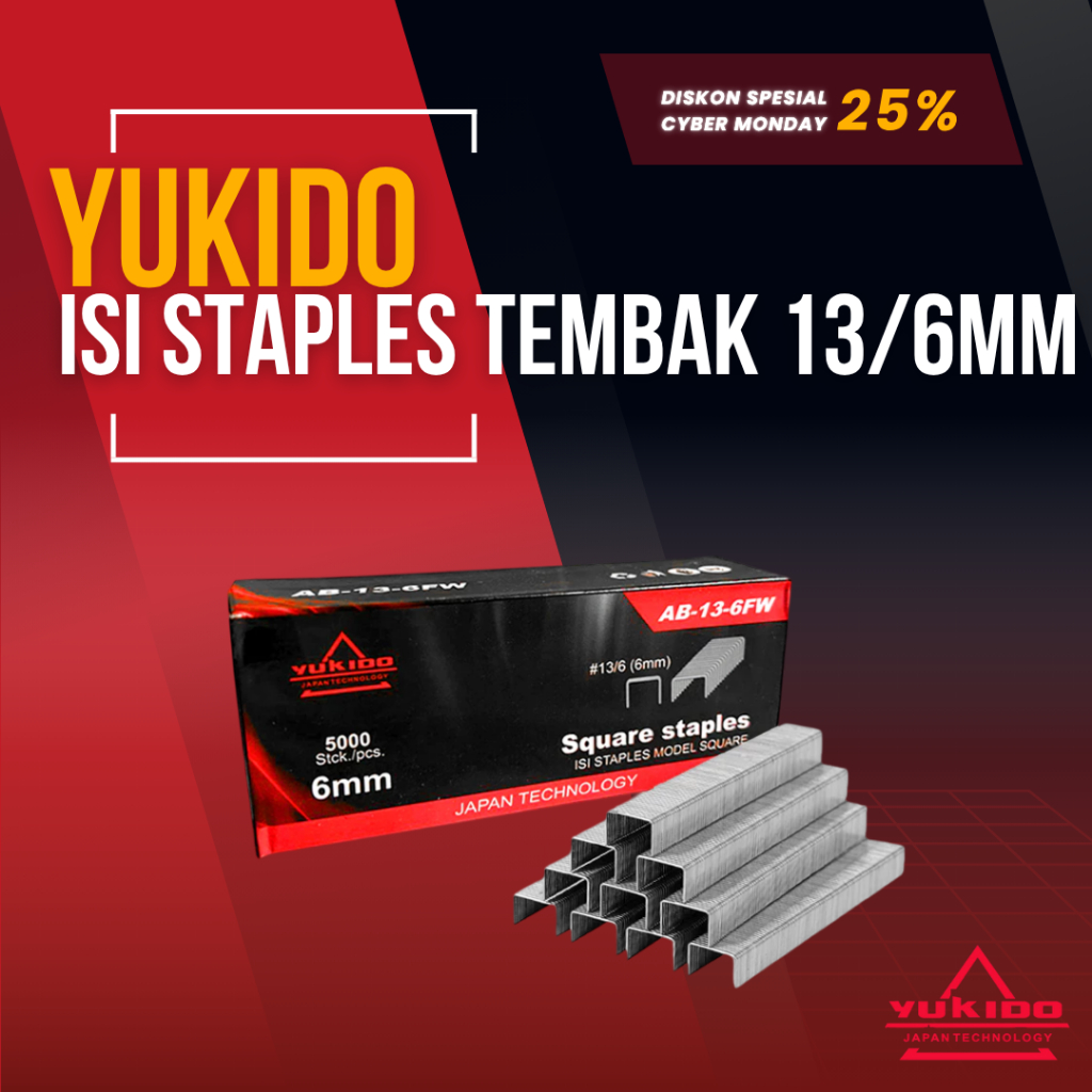 

YUKIDO Isi Staples 5000Pcs Model Kotak Ukuran 13/6MM - AB13-6Fw