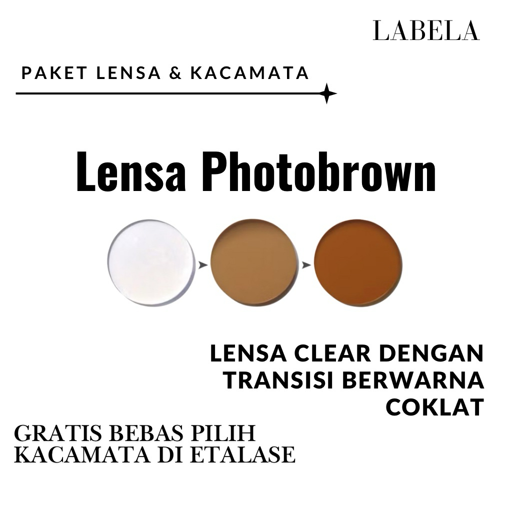 Sepaket - Frame + Lensa Photobrown / Browncromic Kacamata Fashion Coklat / Kacamata lensa coklat Lab