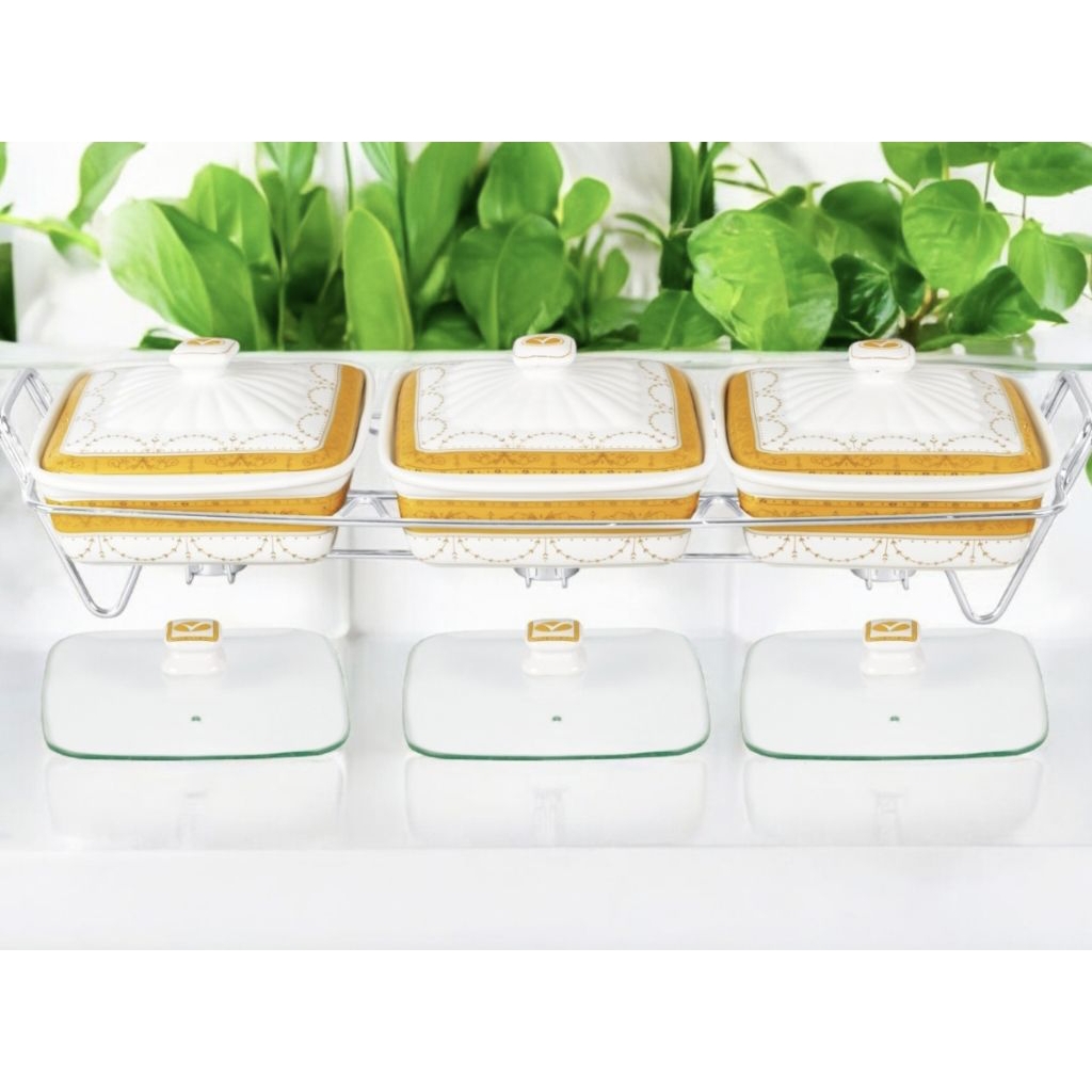 Penghangat Makanan Persegi Clara H45 Padi, Food warmer VICENZA dilengkapi 2 jenis tutup wadah saji, 