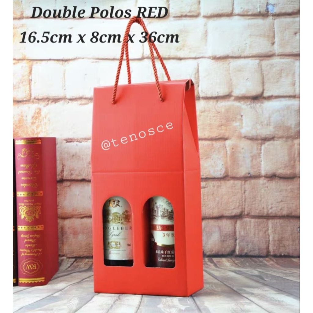 

5pcs 12pcs Kotak Dus Gable Box Botol Anggur Wine Markisa Botol Jus Kale 1 Liter New Year Hampers Imlek Konien Sincia Merah Maroon Parcel