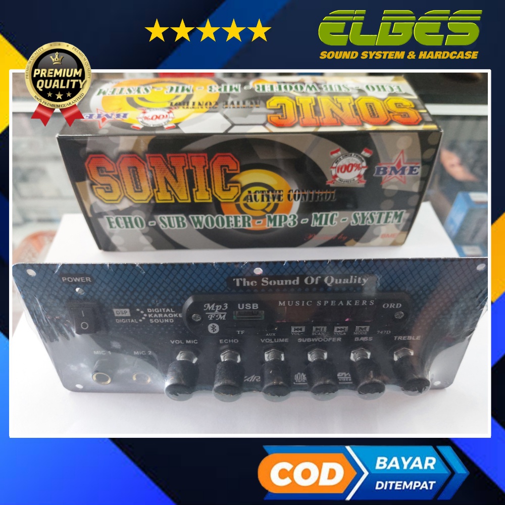 Kit pre amp tone control karaoke stereo 2 mic echo subwofer mp3