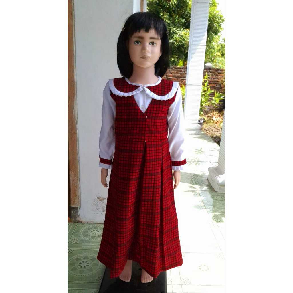 Baju Gamis Seragam Anak Perempuan Motif Kotak-Kotak