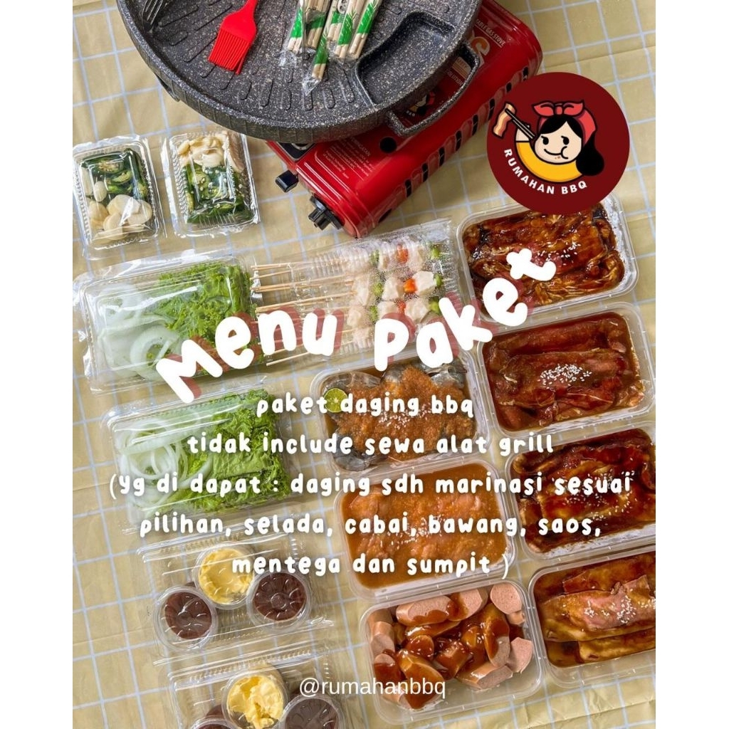 

MENU PAKET DAGING BBQ tidak include sewa alat grill / daging paket / daging marinasi / daging korea / daging slice / bbq / bbq korea