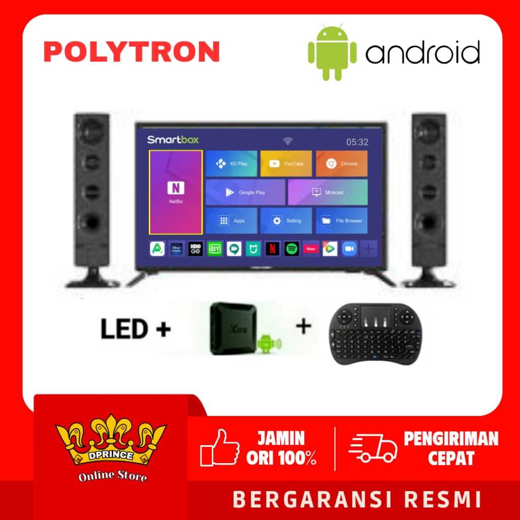 POLYTRON LED Digital TV 24 Inch SMART ANDROID BOX 11 24TV1855 +SPEAKER