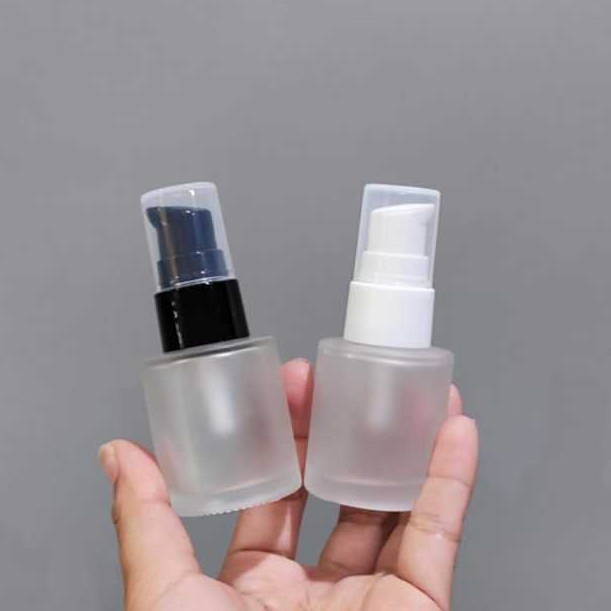 Botol 20ml Kaca Doff Frosted Botol Lotion Botol Kaca Pump treatment Botol Skincare Botol Kosong 20ml