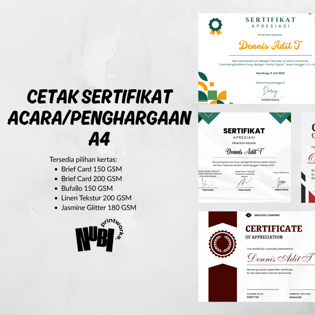 

Cetak Sertifikat Acara/Penghargaan CETAK SEHARI JADI