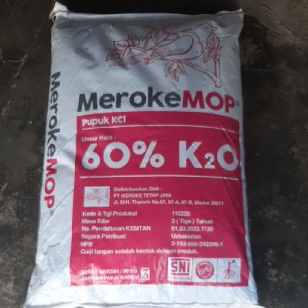 PUPUK KCL MEROKE KEMASAN 50 KG