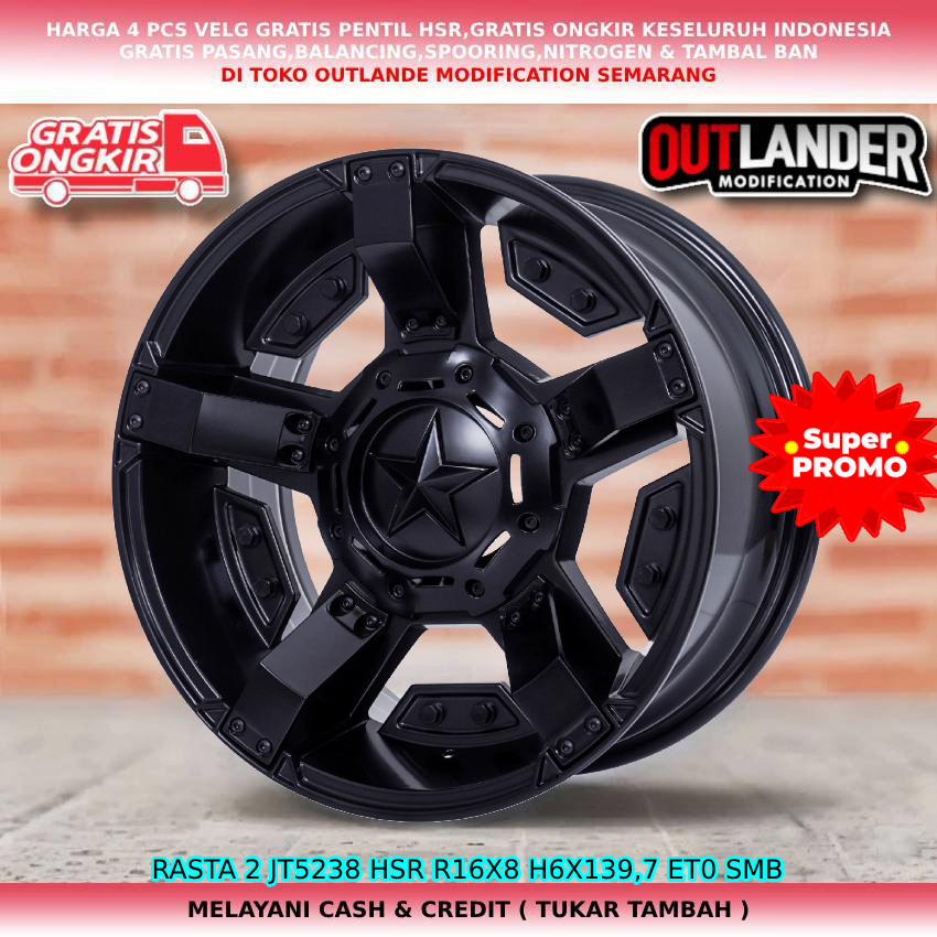 velg offroad ring16 untuk mobil Everest Pregio Travello BT50 L200 Pajero dll hsr rasta2 ring16