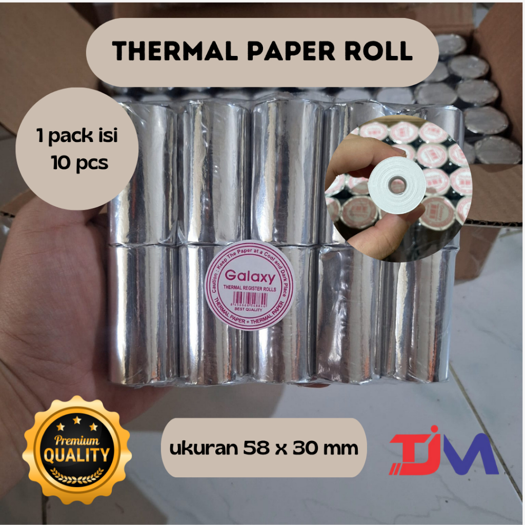

Kertas Struk Kasir Thermal paper roll 58 x 30 mm Coreless - 10 Roll/Pack