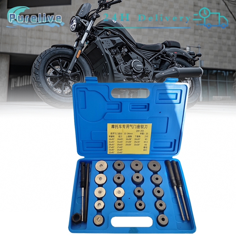 23pcs Alat Skir Klep Valve Seat Cutter Setting Klep Motor Seat Cutter Valve Kit