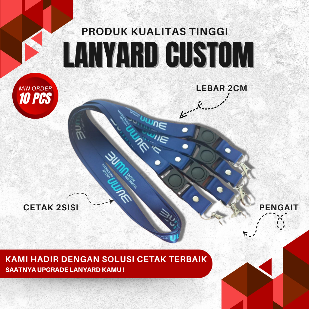 

Lanyard Custom Premium | Cetak Lanyard ukuran 2cm 2 sisi Desain Suka Suka