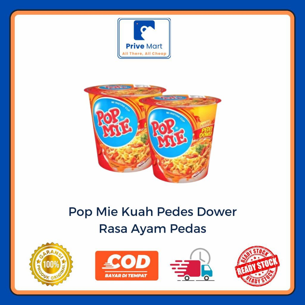 

Mi Instan Cup Pop Mi Kuah Pedes Dower Rasa Ayam Pedas - 75g Prive Mart