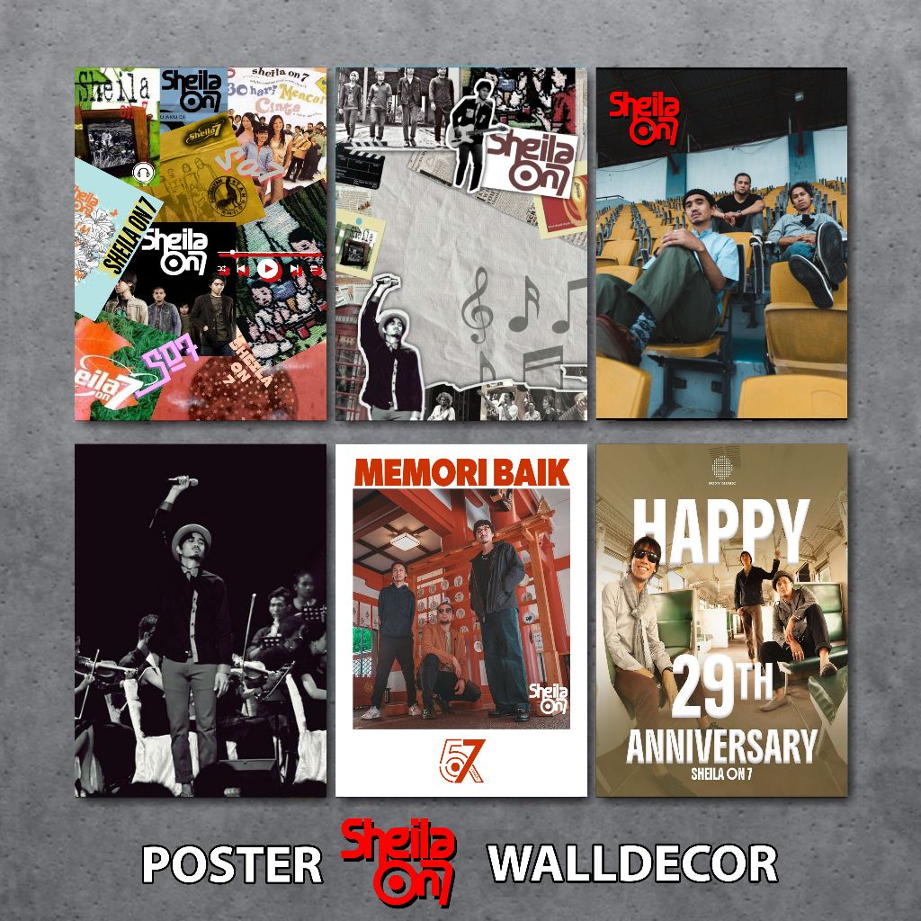 Hiasan dinding band SHeila on7 vintage Walldecor musik ruang tamu kamar tidur pajangan rumah | Poste