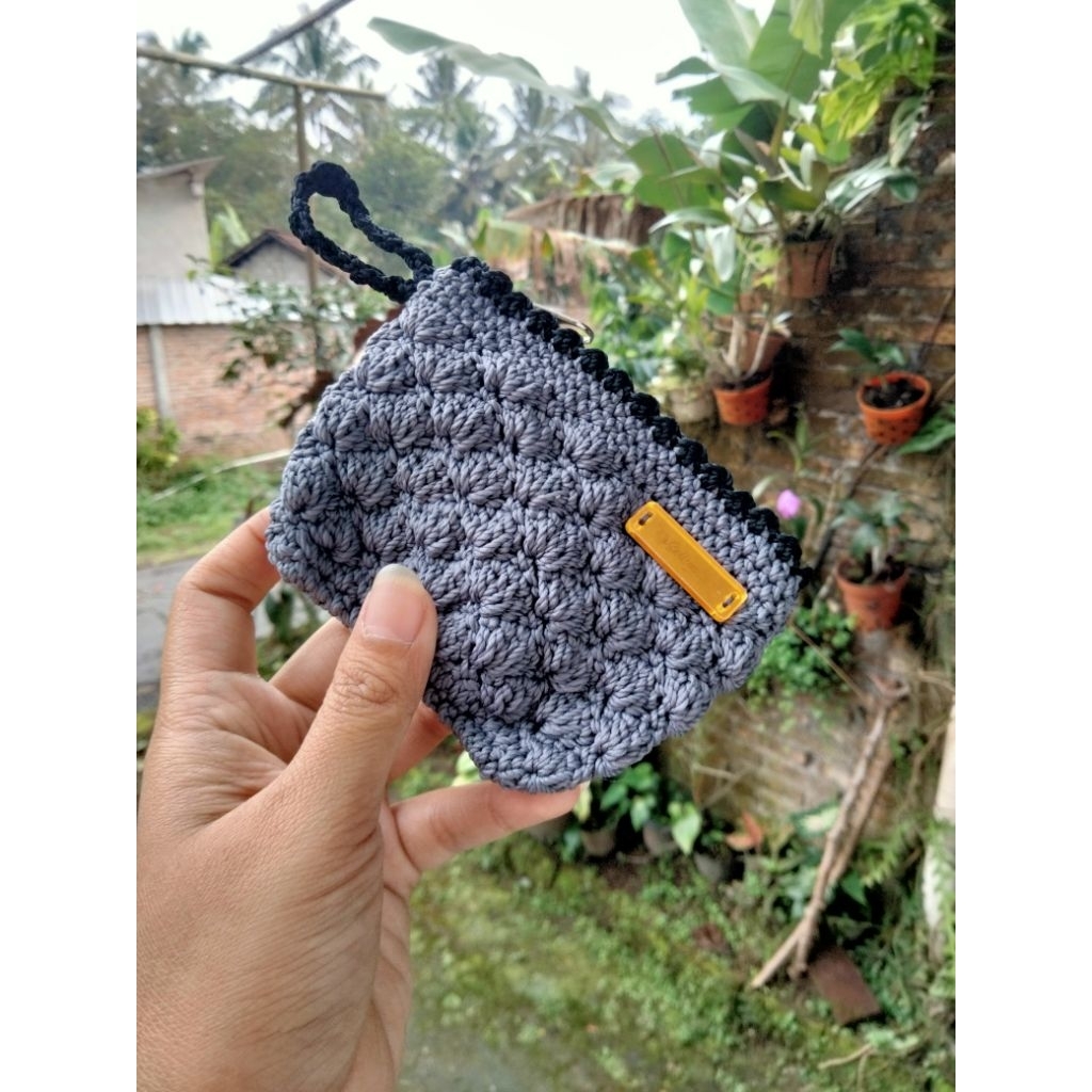 DOMPET KOIN RAJUT WARNA ABU // DOMPET RAJUT POLOS // DOMPET VIRAL TIKTOK