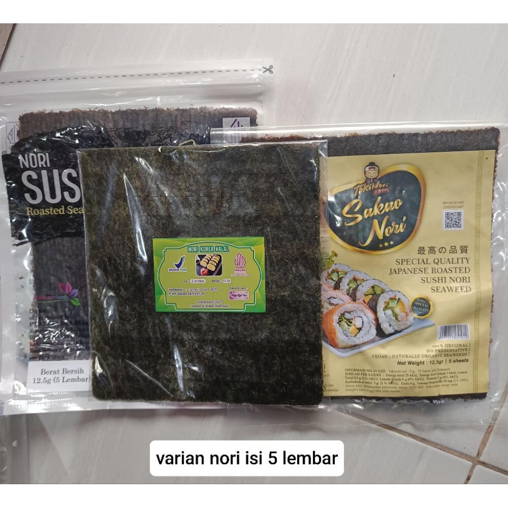 

(HEMAT) Nori Sushi Isi 5 Lembar halal Java sakao korea Seaweed rumput laut kering kulit sushi bungkus Kimbab Bento dry seaweed roasted bahan sushi yummy ekonomis tersale termurah