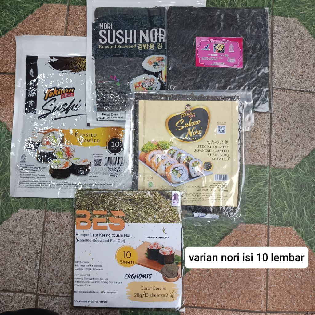 

(SALE) NORI SUSHI KIMBAB ISI 10 LEMBAR BERBAGAI MERK HALAL BPOM SUSHI NORI TOKINORI SAKAO BES TERMURAH