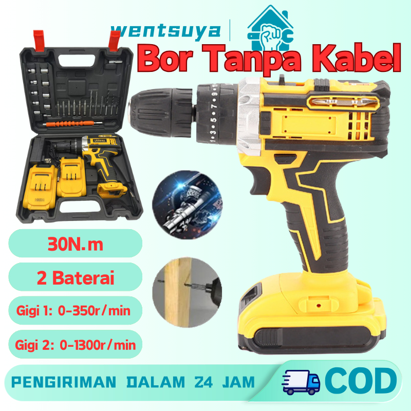 21V Bor Listrik Multifungsi Mesin Bor Baterai Tangan Cordless Drill Battery Bor Tanpa Kabel Bor Lith
