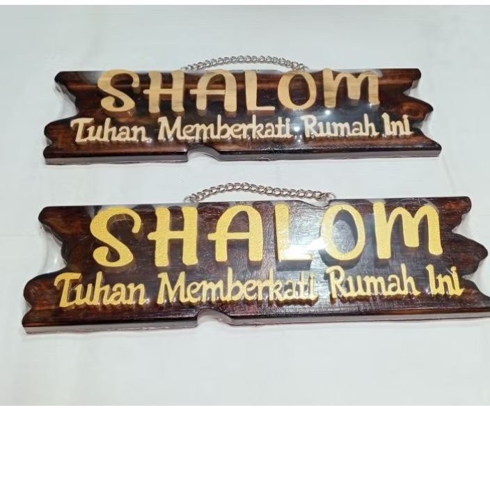 hiasan/pintu  Tulisan shalom 30cm kayu kristen