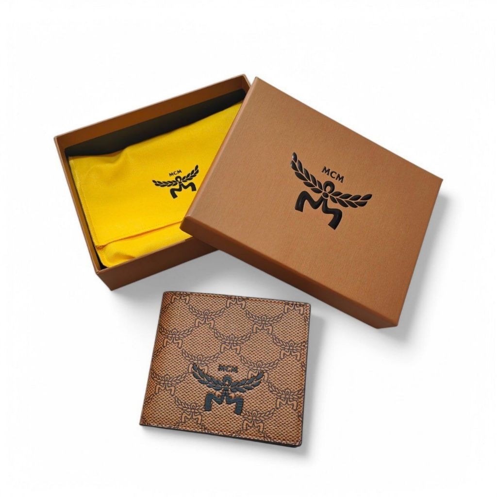 MCM Small Himmel Bifold Men Wallet in Lauretos Cognac