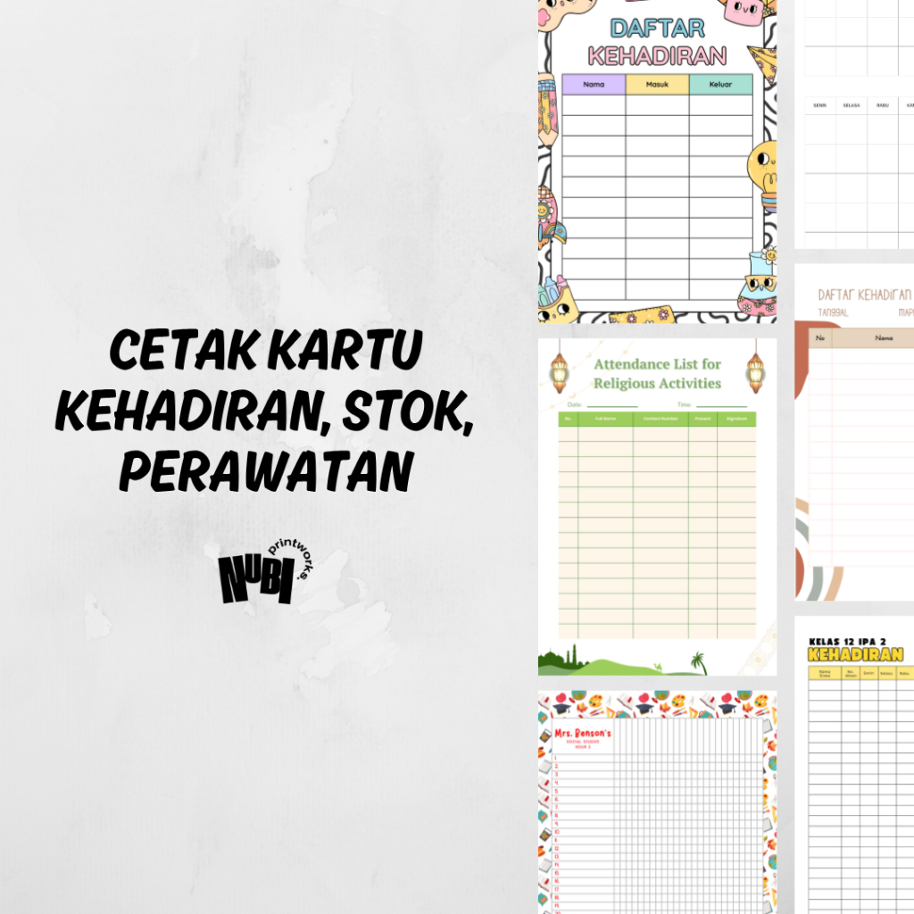 

Kartu Stok, Kartu Perawatan, Kartu Kehadiran Custom CETAK SEHARI JADI