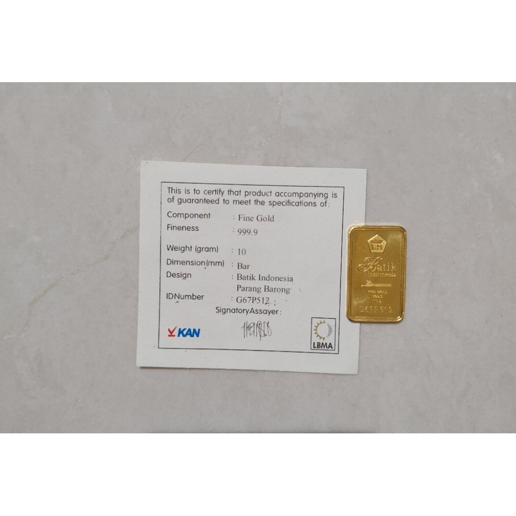 Logam Mulia Antam Emas Retro Batik Parang Barong 10 Gram