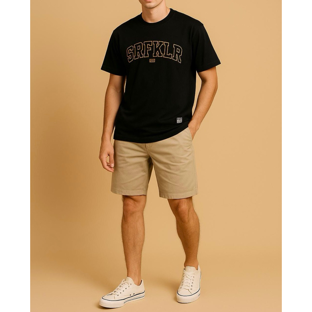 Surfakiller Tshirt Kaos Hitam & Shortpant Twill