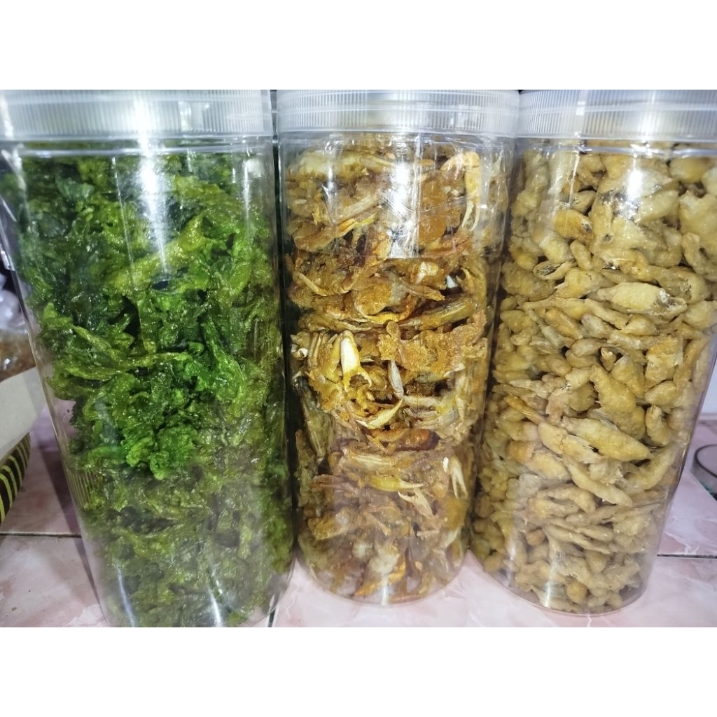 

Crispy Rumput laut, Wader crispy, Baby crab crispy, makanan khas Pantai Sundak Gunungkidul Yogyakarta