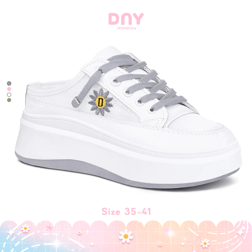 Sepatu DNY Sepatu Sandal Korea Sendal Wanita Putih Import Cantik Sepatu Sendal Perempuan 0044D