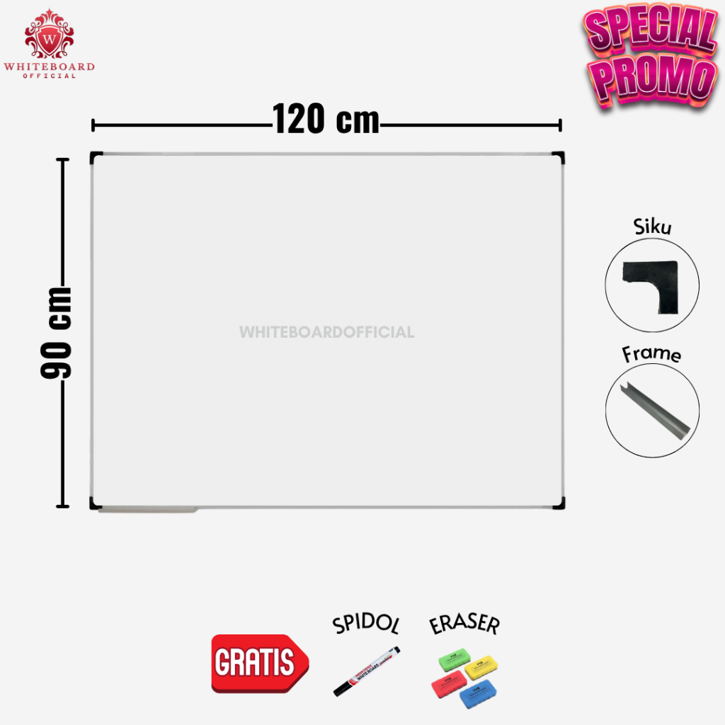 

RAIJIN Papan Tulis White Board 90x120cm / Whiteboard Non Magnet Gantung (SPECIAL PROMO)