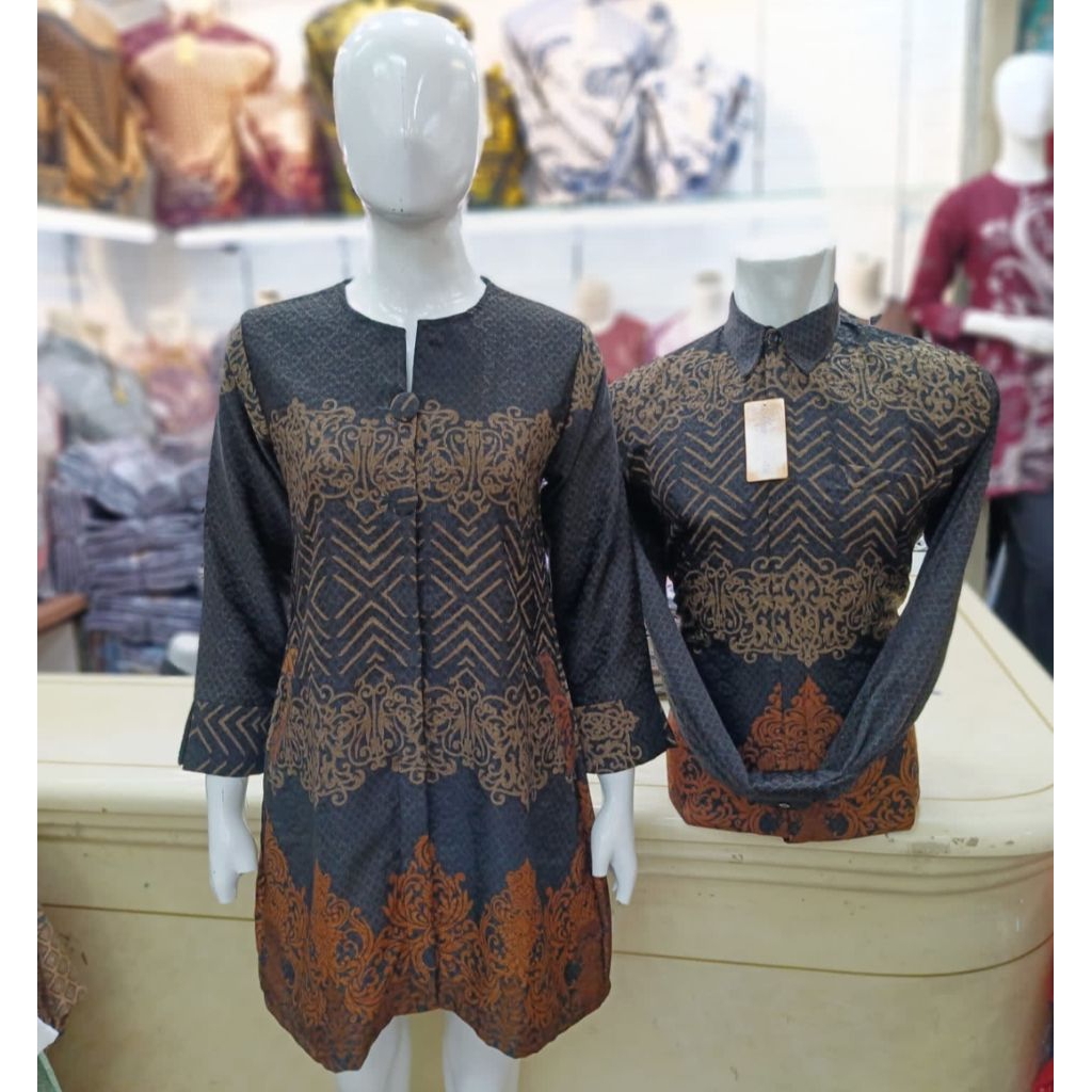Baju Batik Tunik Dobby | Batik Tunik Dobby Couple | Batik Tunik Modern | Batik Sarimbit |