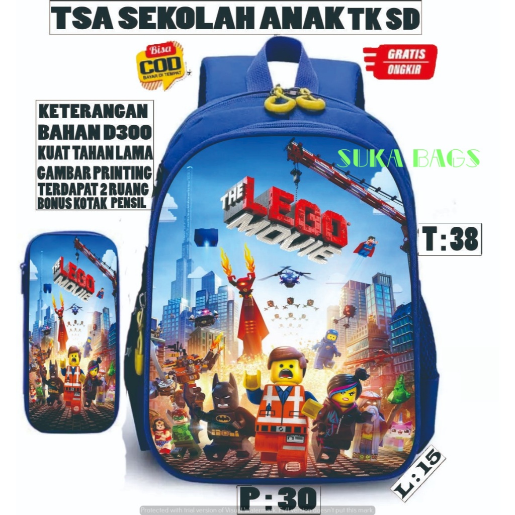 Tas sekolah anak laki-laki SUKA BAGS Lego Bermain  termurah bisa COD