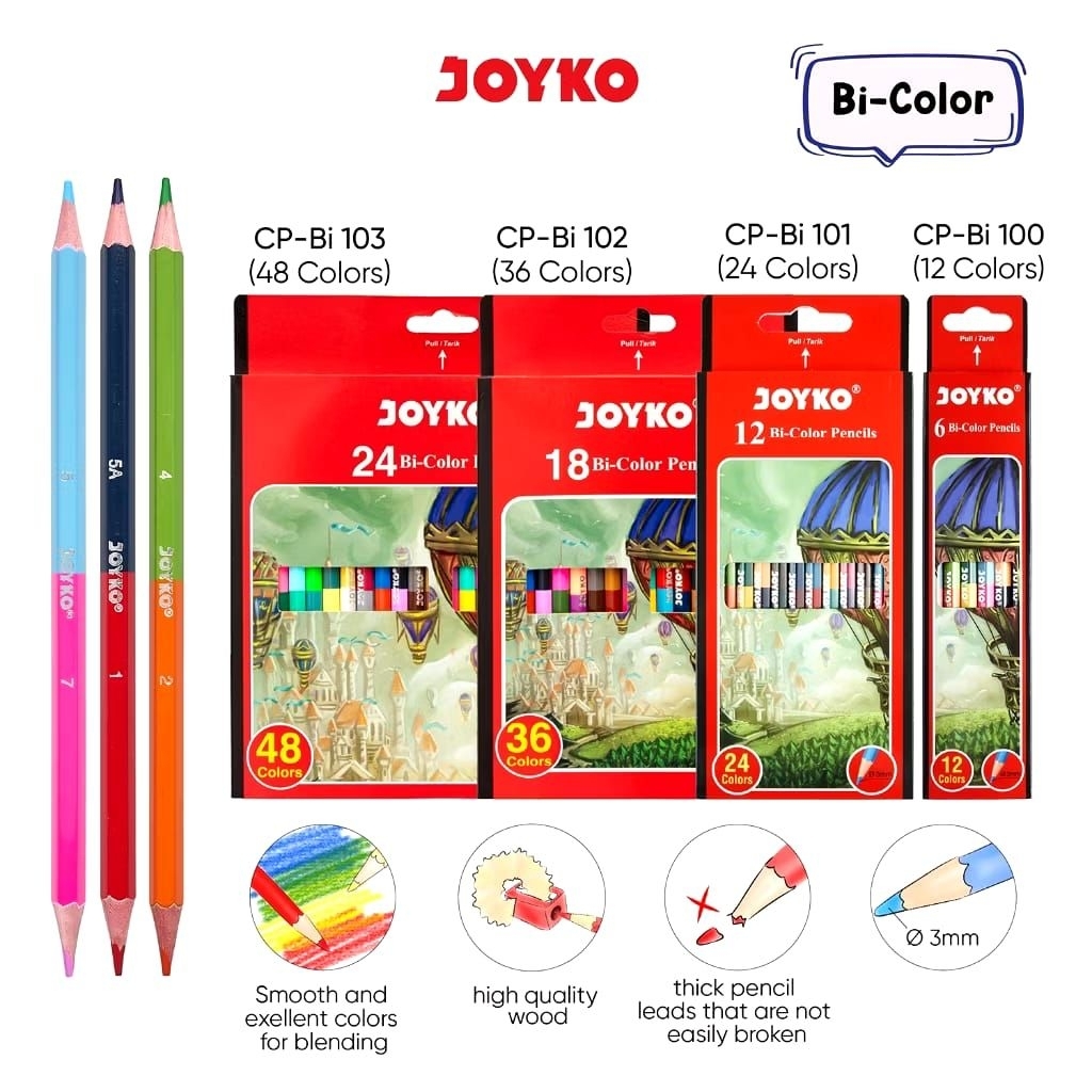 

JOYCO Pensil warna Bi color pensil 2 warna
