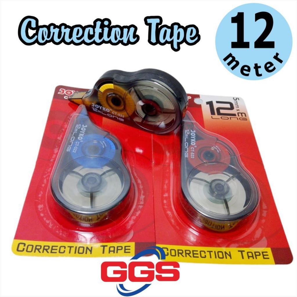 

CORRECTION TAPE JOYKO TIPE-X ROLL, TIP EX PITA KOREKSI 5mm X 12 meter HARGA 1 PCS