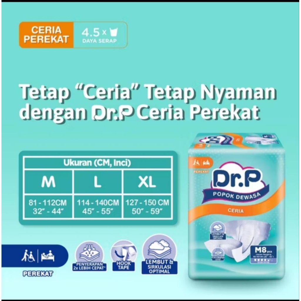 Promo popok perekat Dr.P ( M8, L 7+1, XL 6+2)