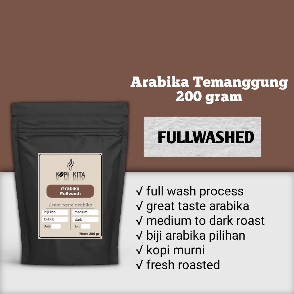 

Kopi Arabika Temanggung Fullwash 200 gram