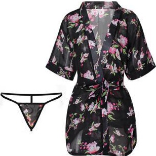 KODE X49J Set Kimono Lingerie Sexy  G String Baju Tidur Bahan Sifon Dengan 9 Variasi Ukuran One Size
