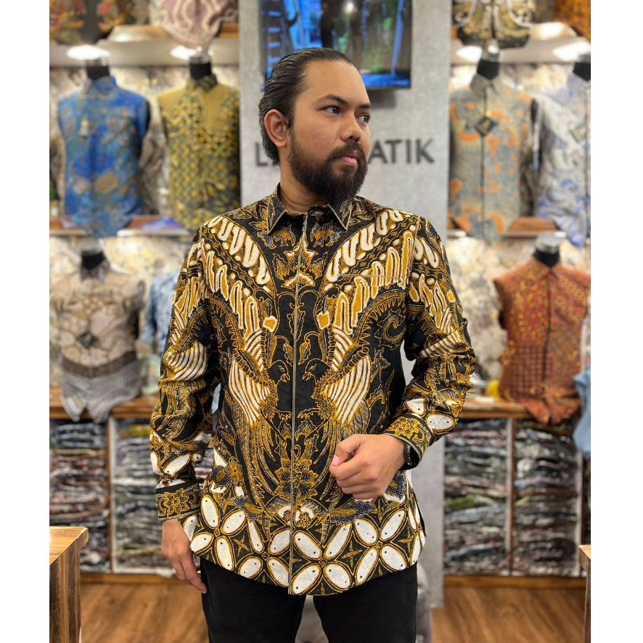 Lano Batik Sutra Tulis - Burung Rajawali - Batik Sutra - Baju Batik Pria - Kemeja Batik Pria - Kemej