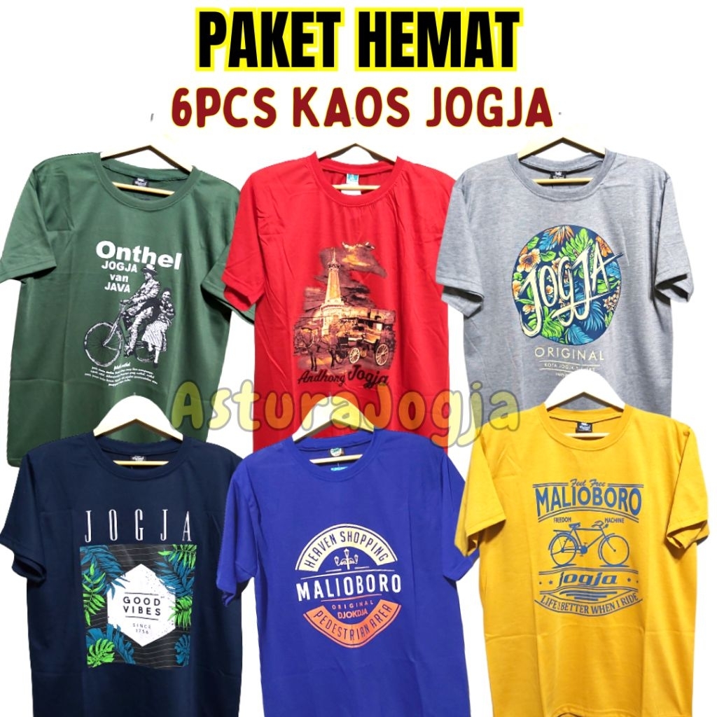 6pcs Kaos Jogja Malioboro Pria Wanita Kaos Distro Oleh Oleh Malioboro Yogyakarta