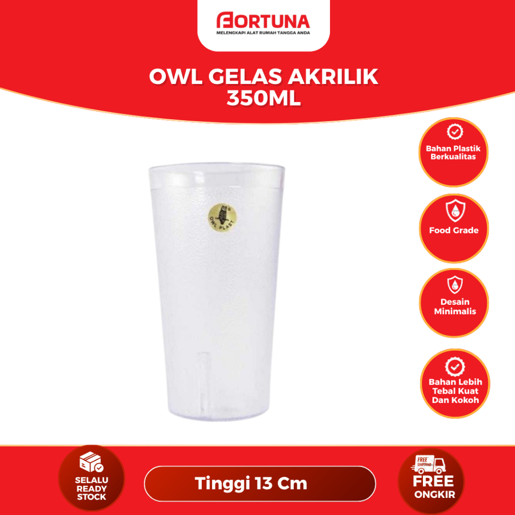 Owl Gelas Akrilik 350 ml / Gelas Plastik OWL 350ml / Gelas Minum Plastik