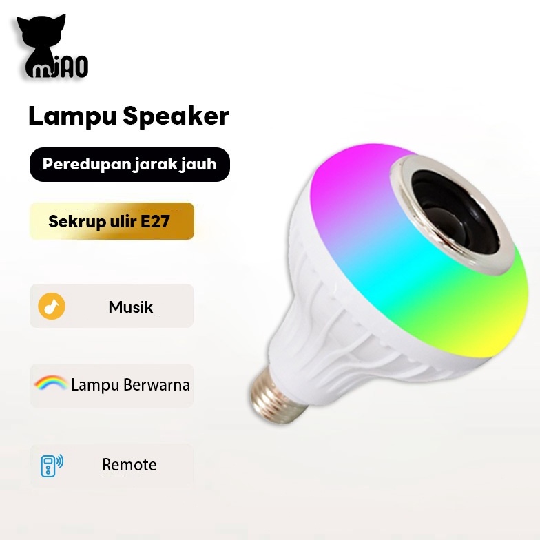KODE D6V Lampu Speaker Kamar Dengan Remot Bluetooth Wireless LED RGB E27 Full Bass