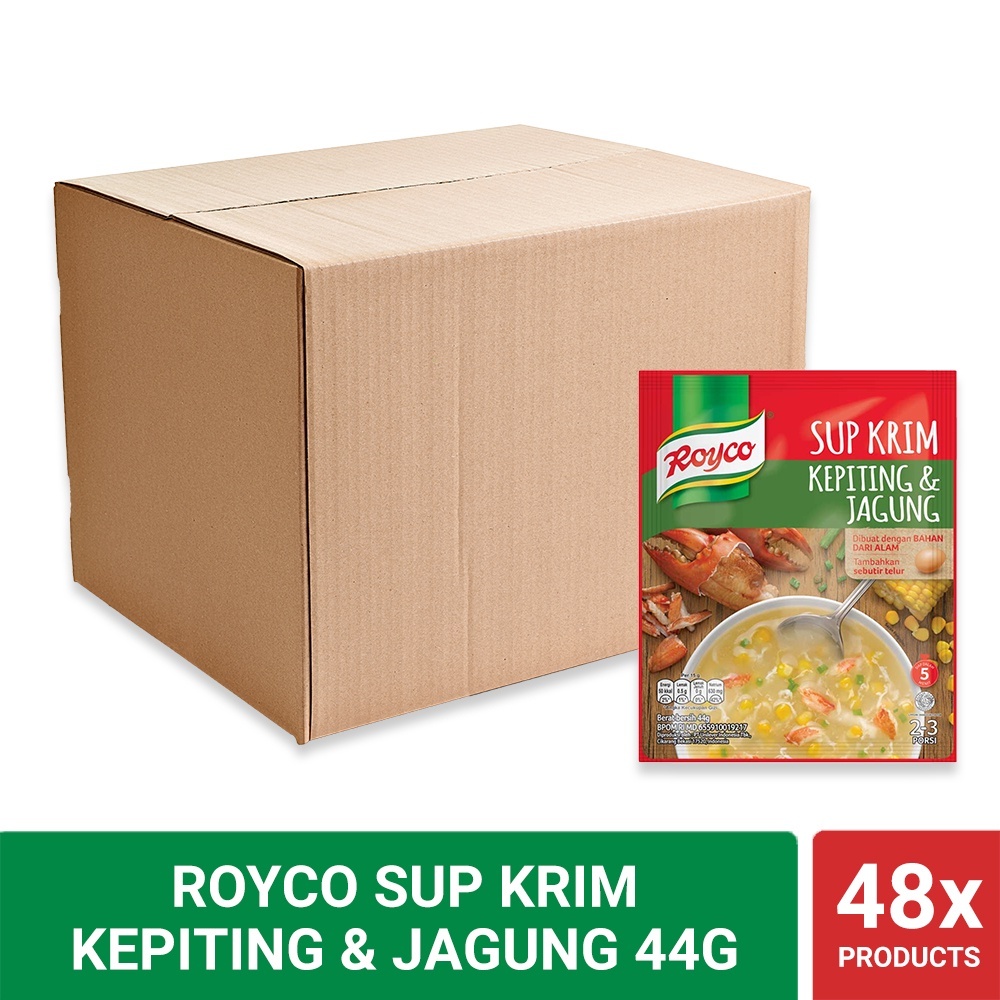 

ROYCO SUP KRIM KEPITING & JAGUNG 44G 1 KARTON (ISI 48) / SUP KRIM KEPITING