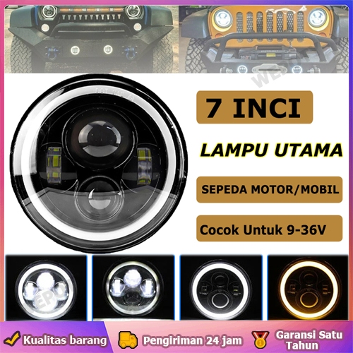 Lampu Utama Mobil 7 Inch Dipimpin Lampu Depan Bulat Sepeda Motor 7inch Jeep Jimny Katana