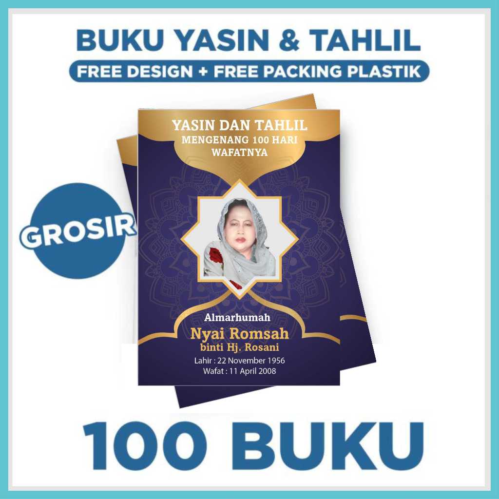 Cetak Buku Yasin & Tahlil Custom Free Foto 128 Halaman Yasin 40 Hari & 100 Harian Latin & Terjemahan