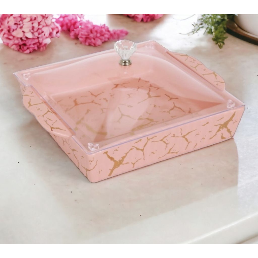 Piring Kue Persegi VICENZA, wadah saji VICENZA Pm137 motif PINK MARMER serbaguna menyajikan berbagai