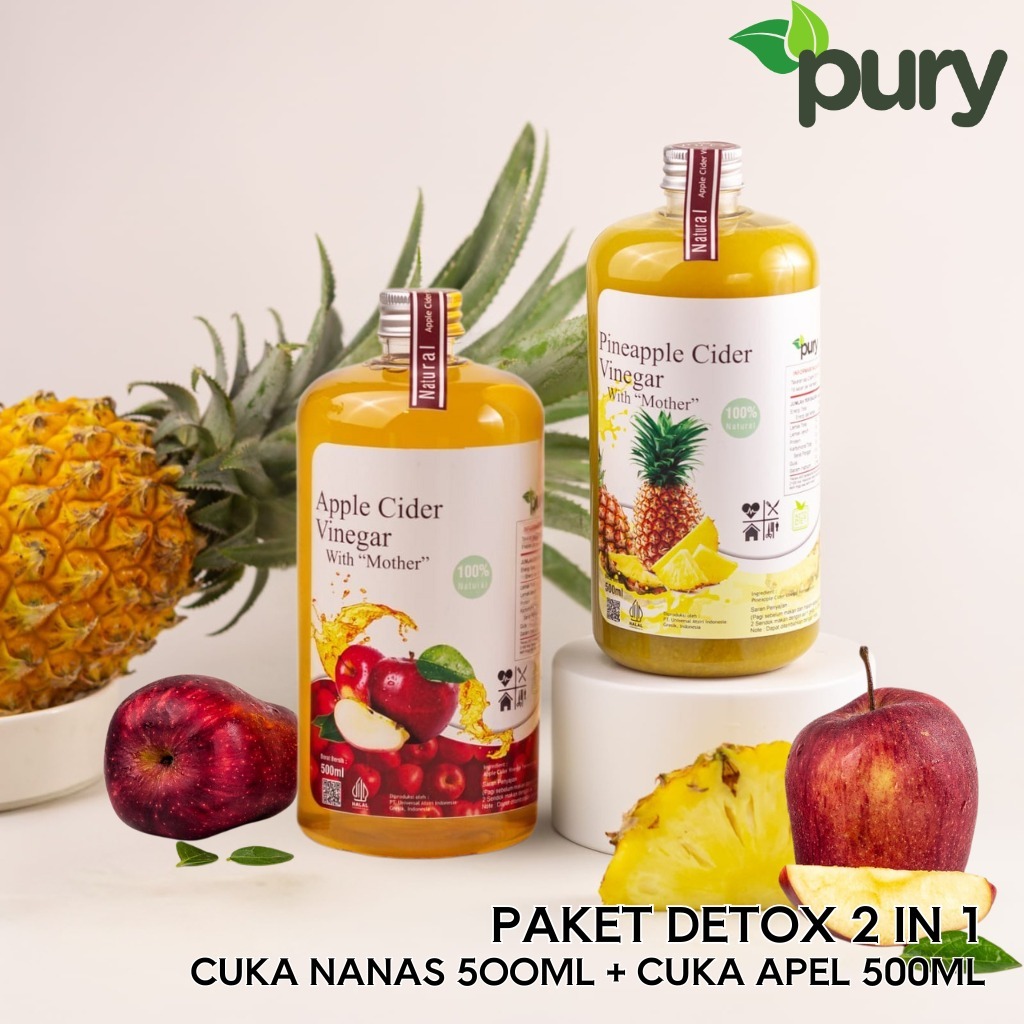 

PURY Paket Detox 2 in 1 Cuka Nanas 500ml Cuka Apel 500ml